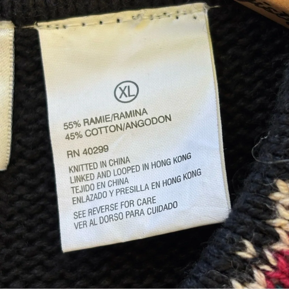 Erika & Co. Colorful Patterned Zip-Up Sweater Ramie and Cotton size XL